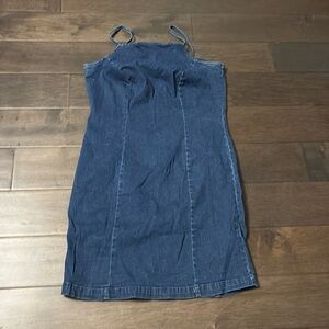 Denim pencil jean dress, A-line, size medium (above the knee)